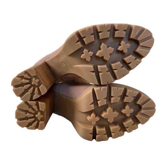 Charles David Gambit Taupe Pink Suede Leather Platform Block Heel Boots Booties - Picture 8 of 12